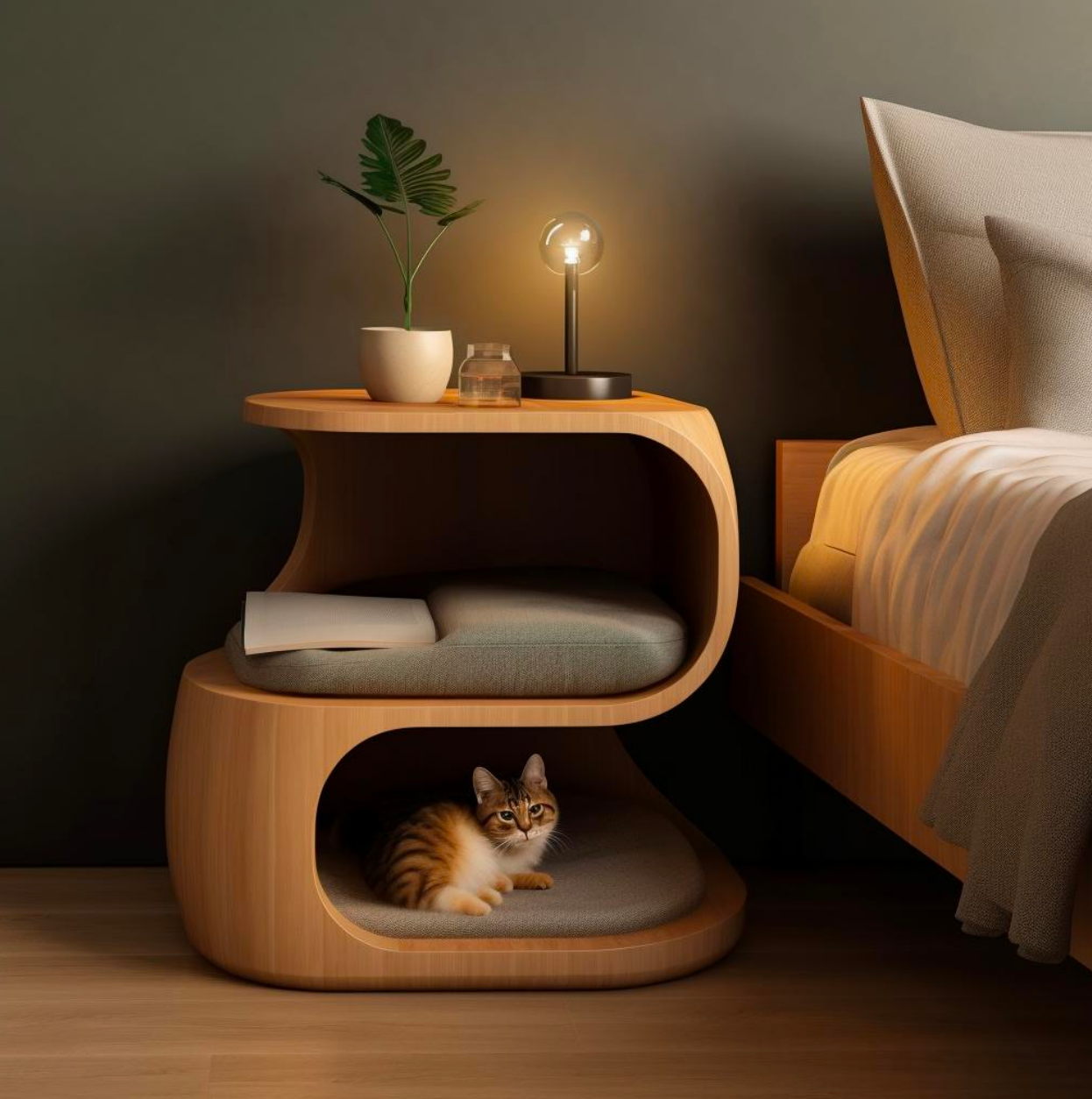 Luxury Combination Bedside Table With Pet Bed Space